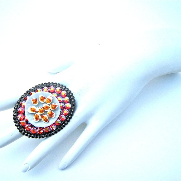DEVILED EGGS PLATE RHINESTONE RING - Picture 2 of 3